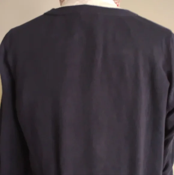 Talbots Cotton Cashmere Nautical Ruffle Cardigan Navy Blue Red Coastal Size 1X - Picture 9 of 14